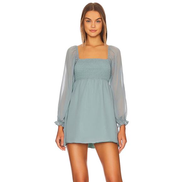MORE TO COME - Revolve - Slate Blue - Judith Smocked Mini Dress - Size XXS - Picture 1 of 6